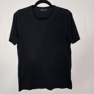 Vince Mens Small S Black Cotton V Neck Short Sleeve Tee Top Tshirt Casual